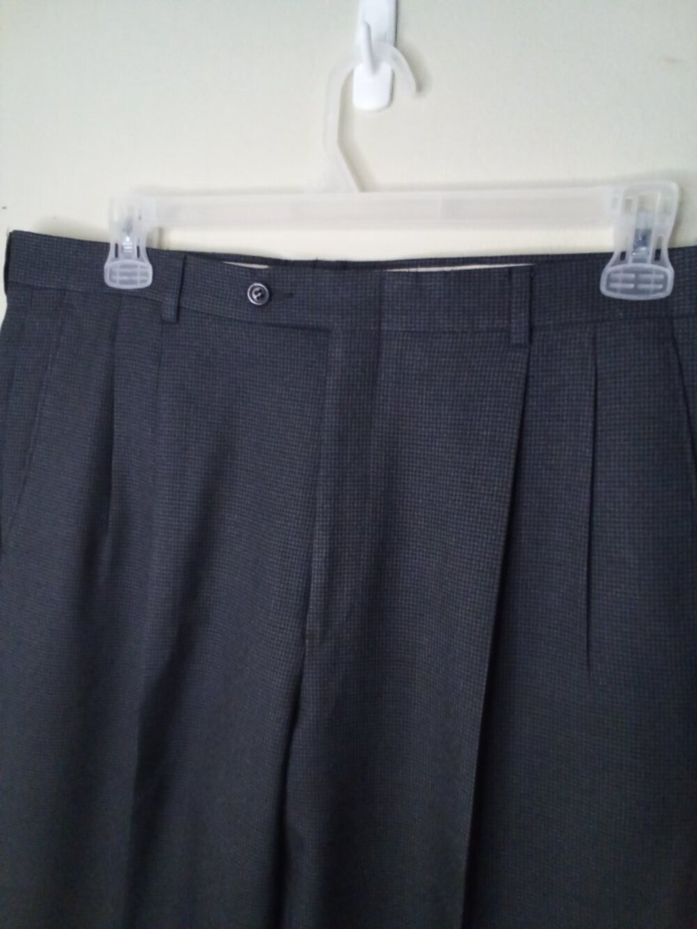 Hart Schaffner Marx Pants Men 34 x 31 Pleats Trousers Check Gray - Picture 9 of 16